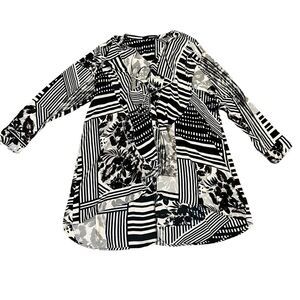 DENIM 24/7 blouse top shirt tunic black white high low size 18W